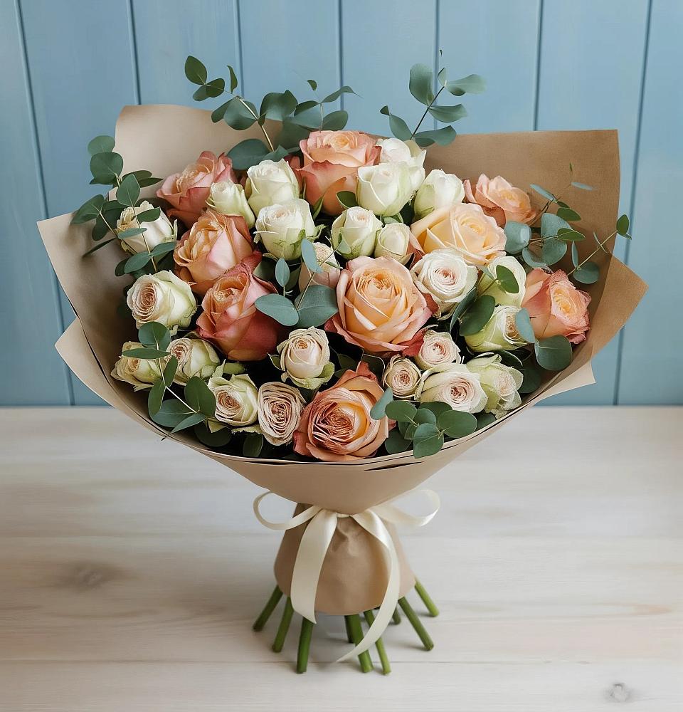 Букет цветов из: Альстромерии и Розы в Смоленском Алтайский край