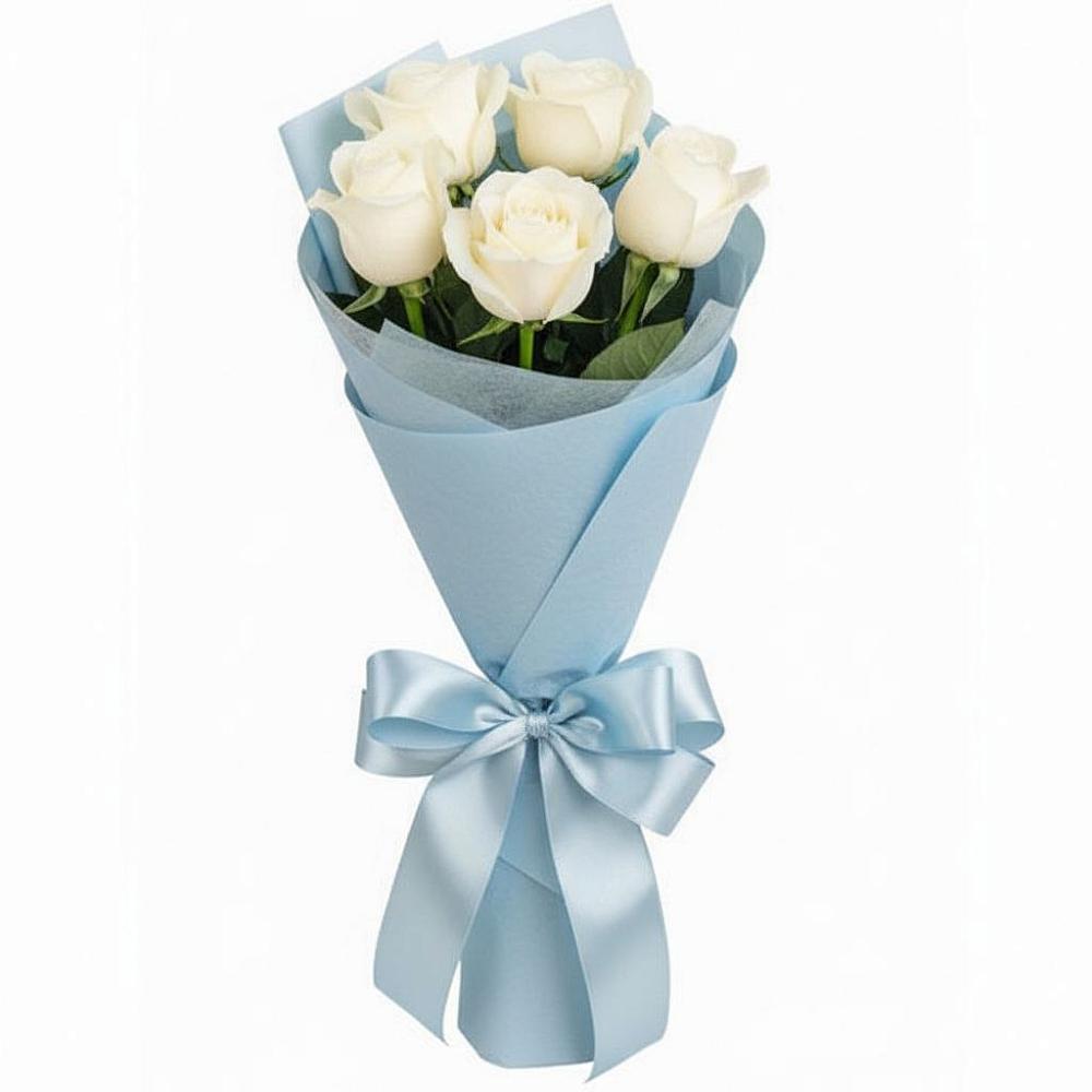 Букет 5 Белых роз Проуд в Смоленском Алтайский край