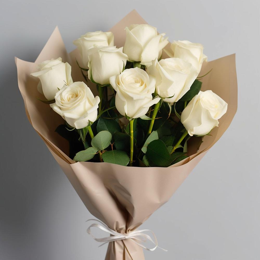 Букет 9 Белых роз Эдлесс Лав в Смоленском Алтайский край