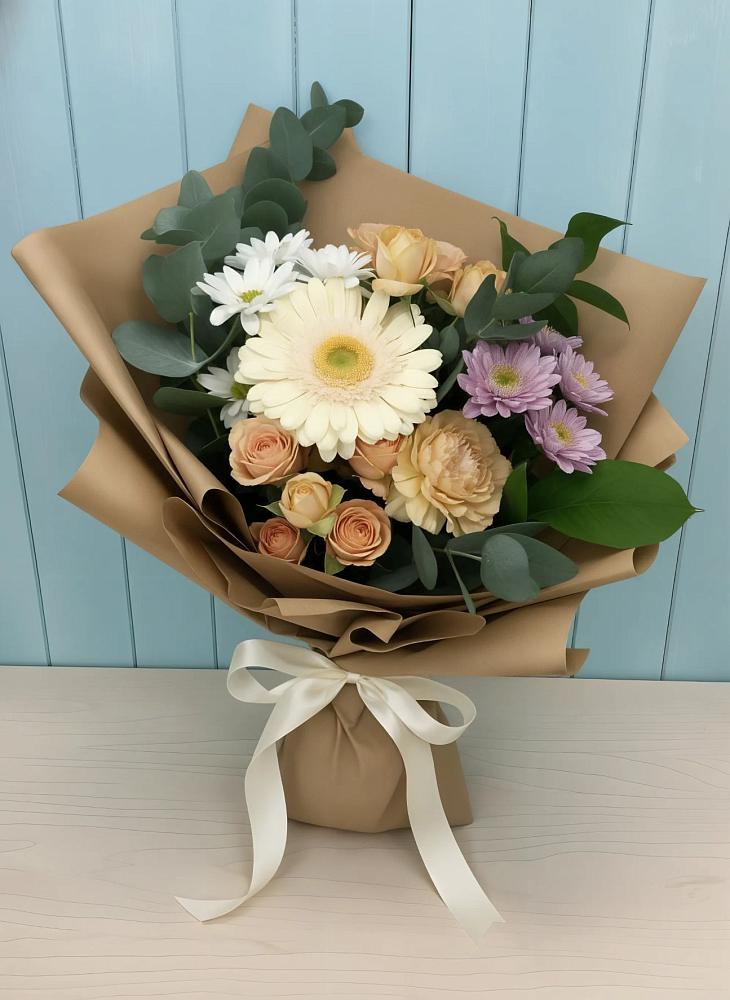 Букет цветов из: Герберы и Хризантемы в Смоленском Алтайский край