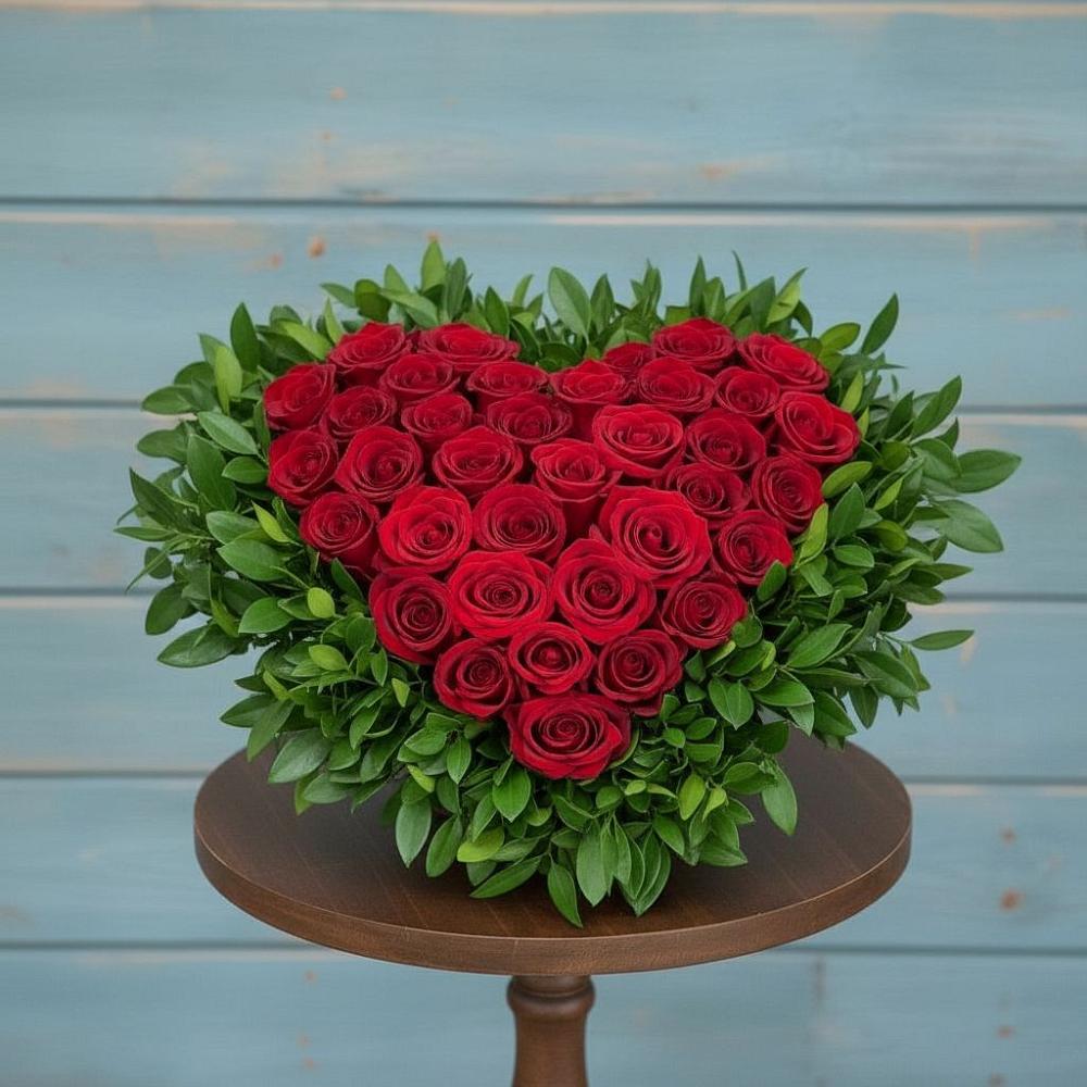 Цветочная композиция из Розы в виде сердца в Смоленском Алтайский край