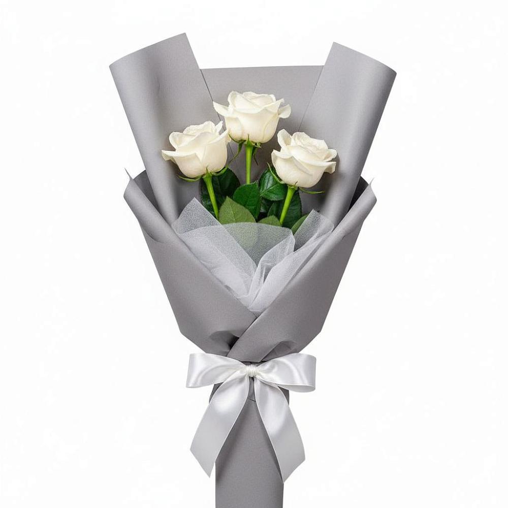 Букет 3 белые розы в Смоленском Алтайский край