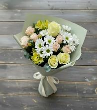 Букет цветов из:  Альстромерии, Розы и Хризантемы в Смоленском Алтайский край