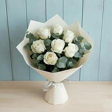 Букет Белые розы в Эвкалипте #REPLACE_PRED# Смоленском Алтайский край